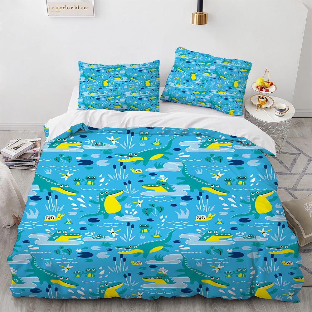 Tecknade Djur Påslakan Set Bi Björnar Kaniner Sött Mönster Täcktäck med Kuddfodral King Queen Full Storlek För Barn Flicka