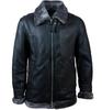 Men's Genuine Shearling Sheepskin Jacket (JEE2) - Black & Silver Shearling Fur