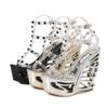 Fashion Summer New Sexy Shaped Wedge Heel 14.5CM Women's Shoes Rhinestone Platform High Heels Party Club Model Strippers Show Sandals