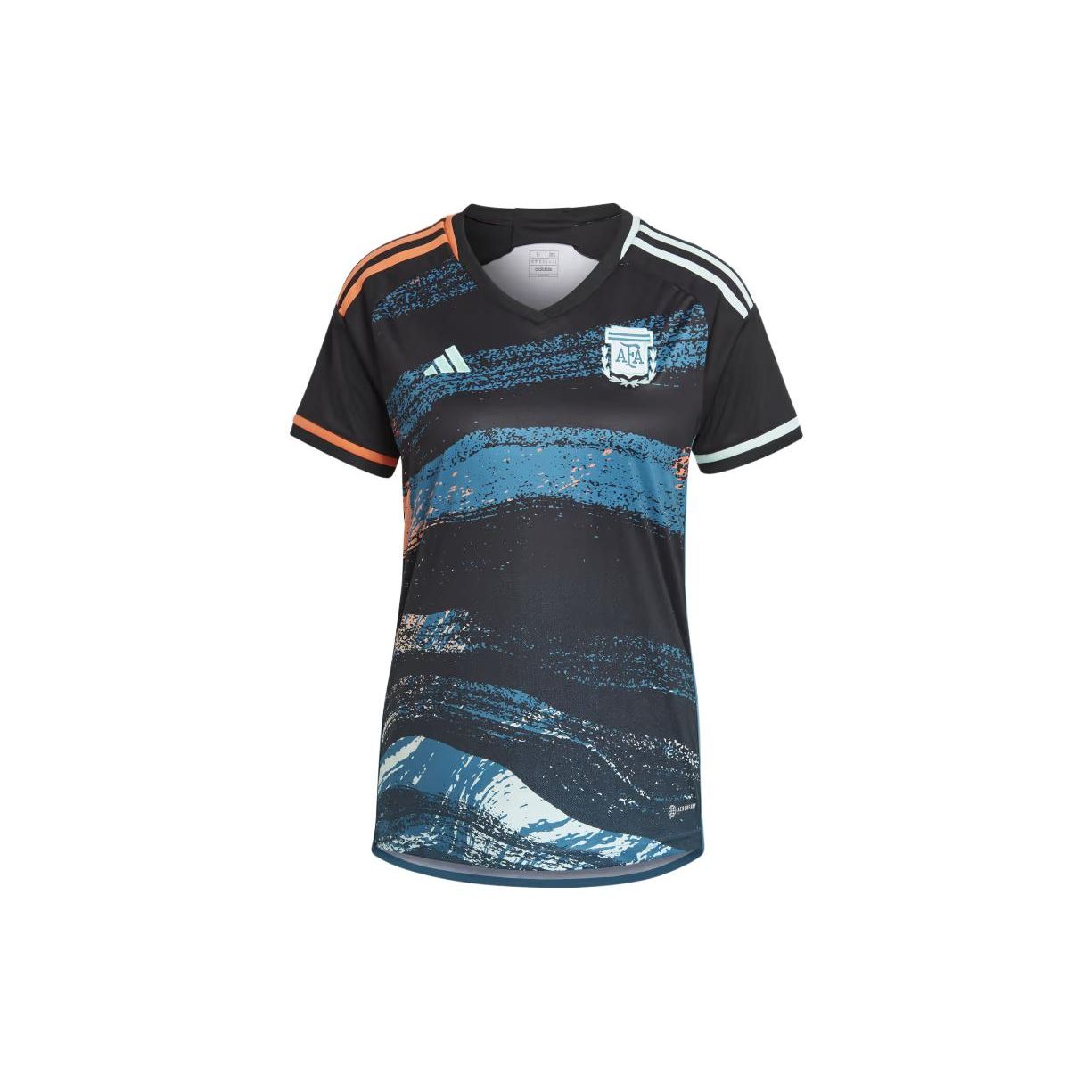 

Adidas Argentina Womens Away V-Neck Short Sleeve Football Shirt Women tops Black HT4228 S
