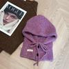 Autumn and Winter New Korean Style Anti Aging Balacala Cap Buttoned Scarf Cap  One Piece Women's Ear Protecting and Warm Knitted Cap
