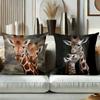 Giraffe Couple And Giraffes With Flower Hats Cushion Covers Polyester pillowcase, sofa decorative cushion cov Headboard Pillow
