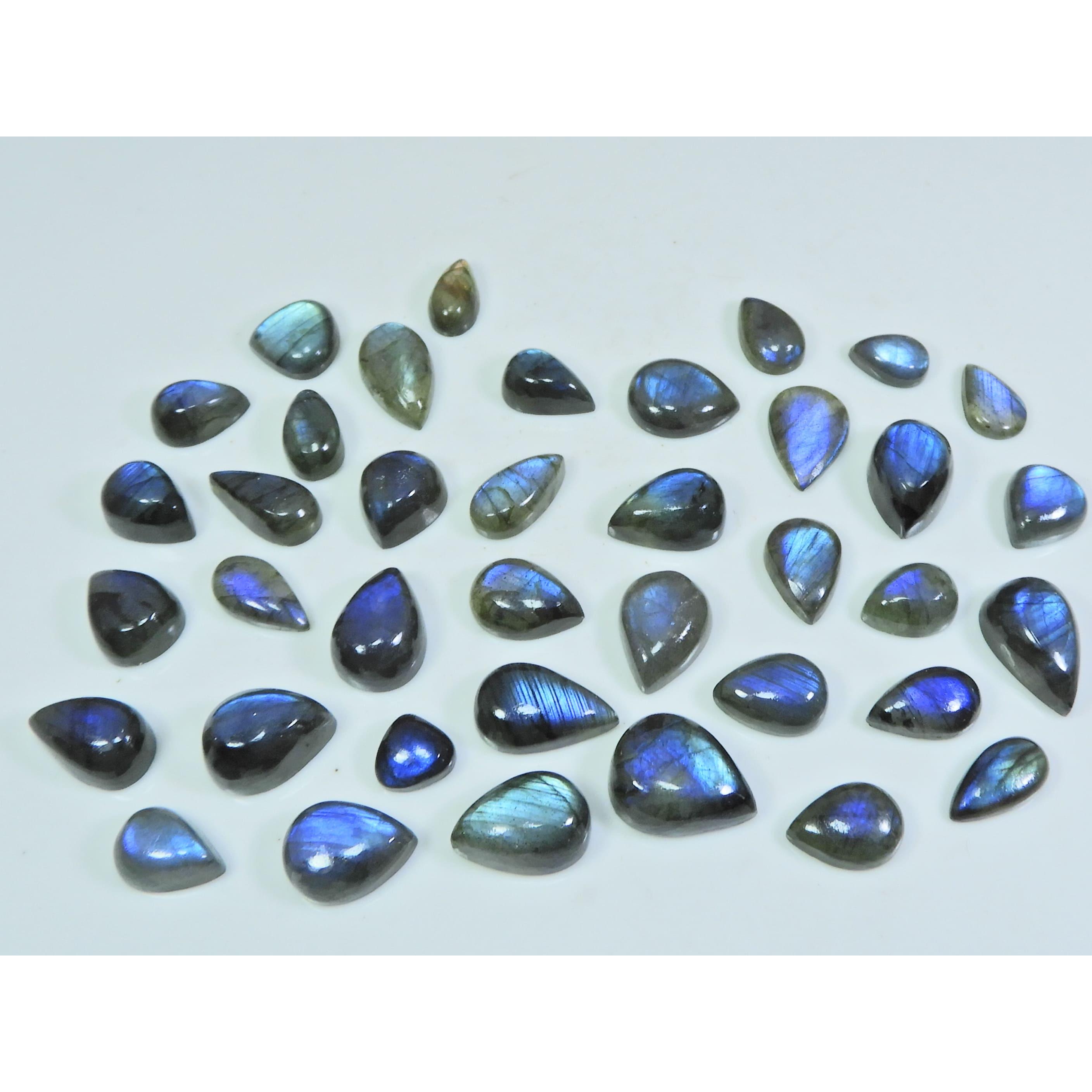 

7X12-9X12MM Natural Blue Labradorite Pear Cabochon Loose Gemstone 38Pcs Lot SY-325