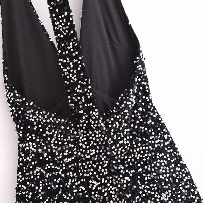 Kaslead New Arrival Women's Fashion Style Fashionable Sequins Balloon Dress 9808574