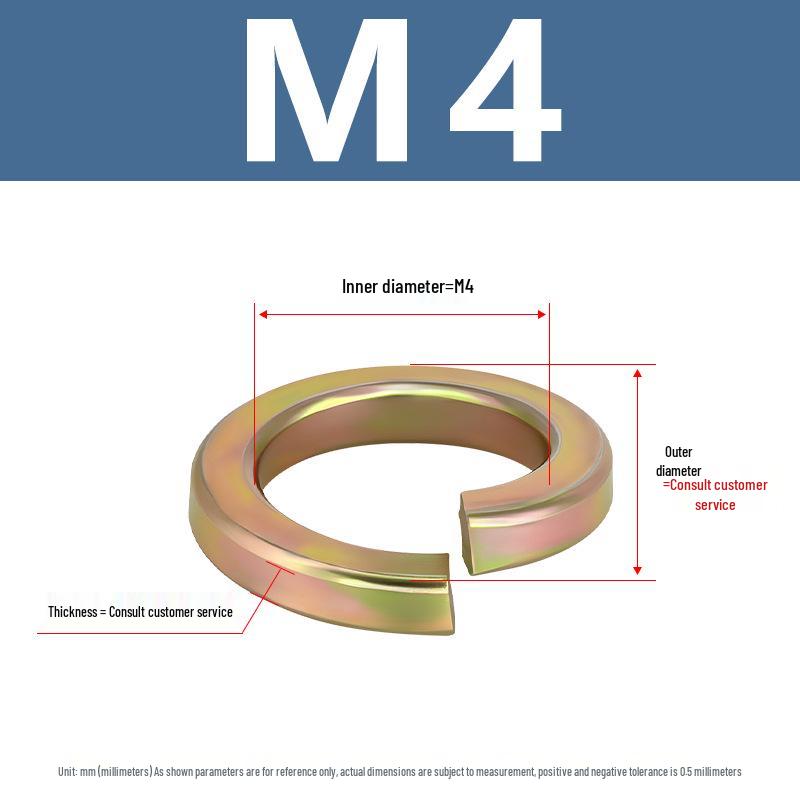 Iron-Plated Zinc Elastic Spring Washer, GB93, Metal Open Gasket, Galvanized, Sizes M3-M24
