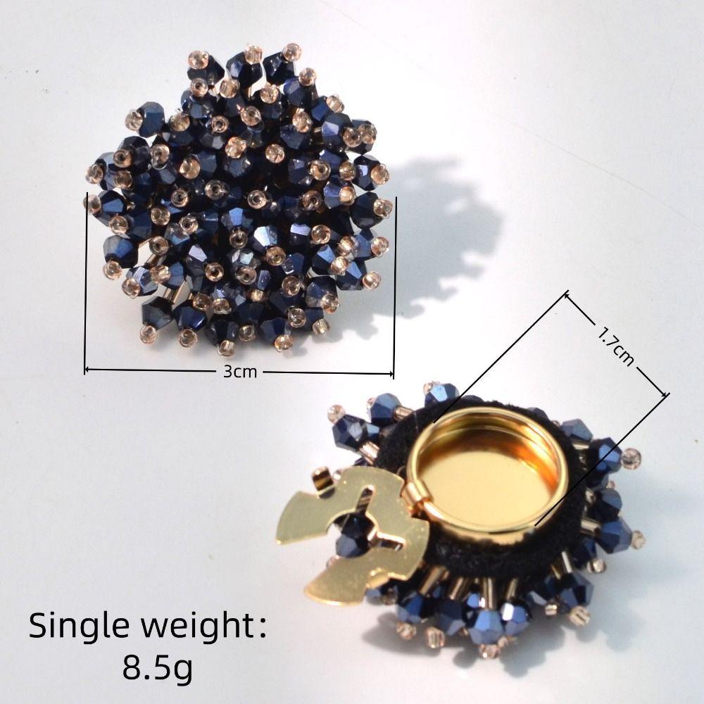 New Handmade Crystal Cufflinks Crystal DIY Button Cover Beads Sewing-free Cufflinks Shirt Button Clip Women Dresses