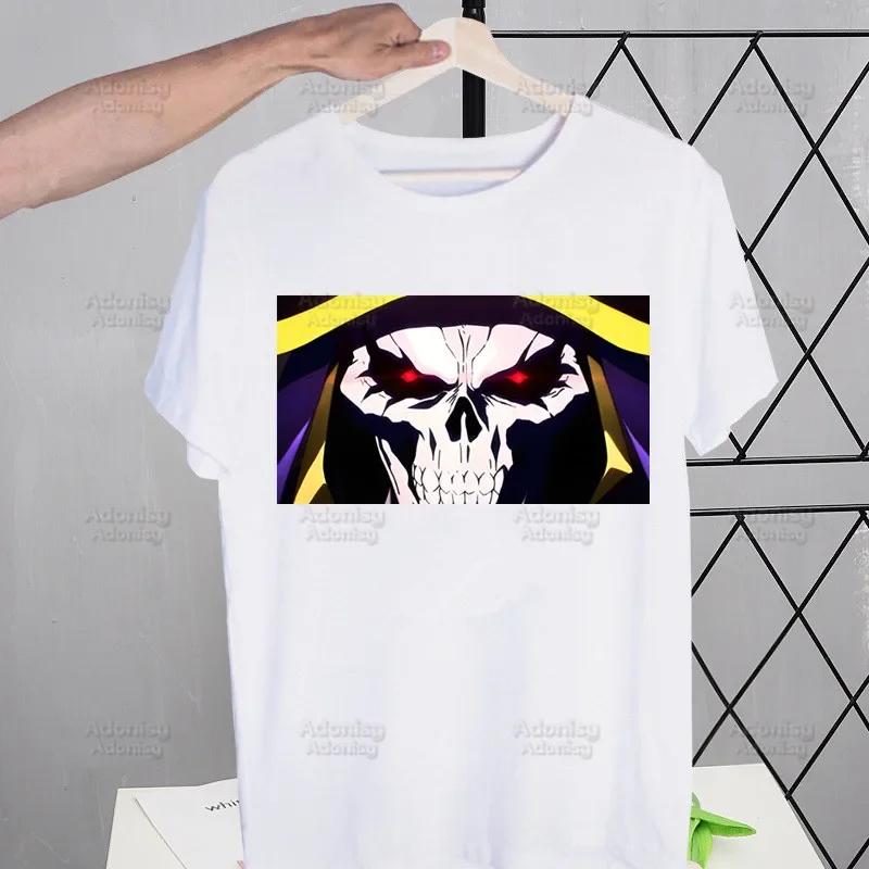 Overlord Anime Albedo T Shirts For Guys O-Neck Short Sleeve Ainz Ooal Gown Momonga T-shirt Regular Men Hip-Hop Tee Shirt