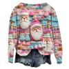 Fall and Winter Cross-Border New Arrival Sweatshirt Female 3D Digital Print Christmas round-Neck Shirt Tops Christmas Hoodie