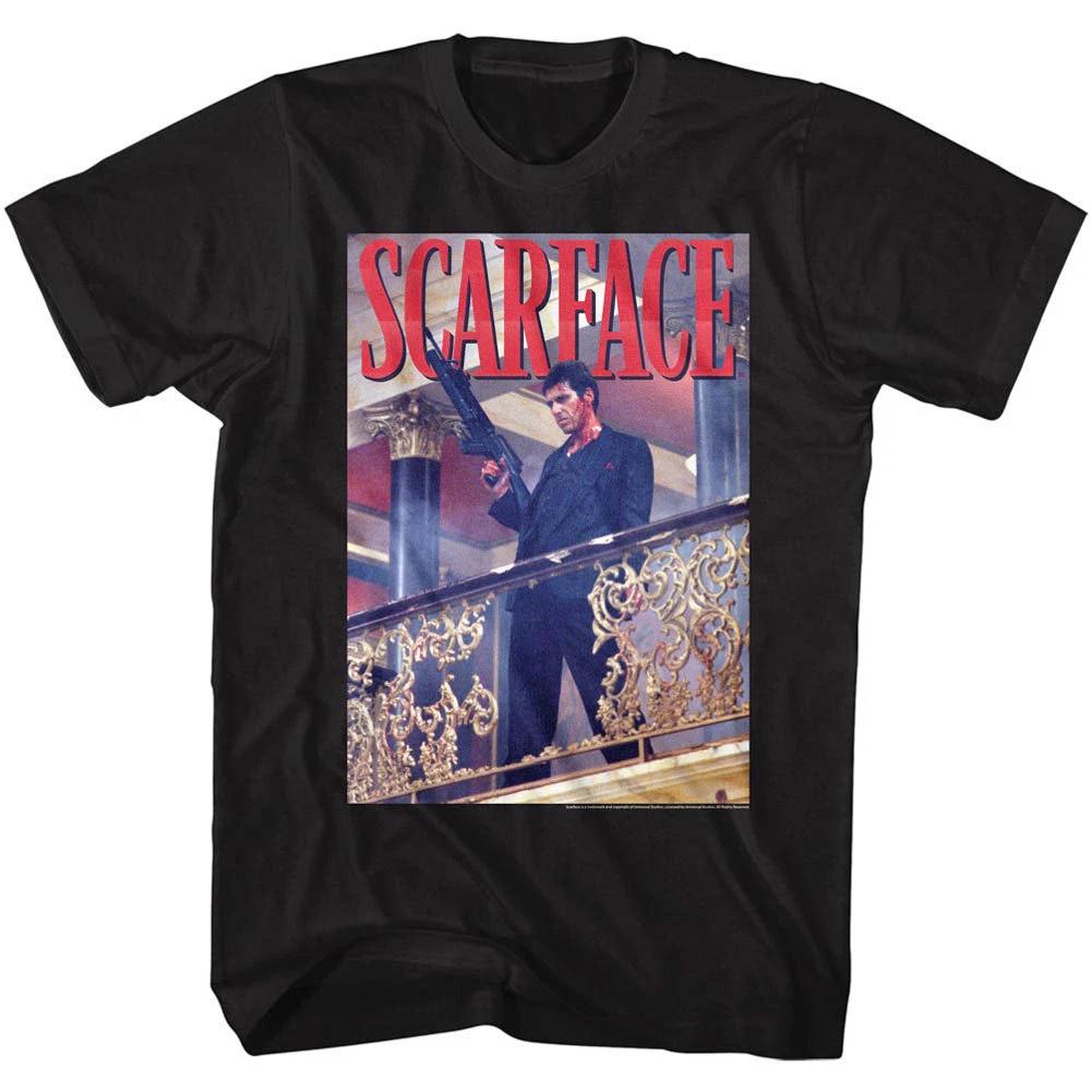 Scarface Tony Montana Balcony Railing Shot Men s T Shirt Big Gun Pacino Gangster XL