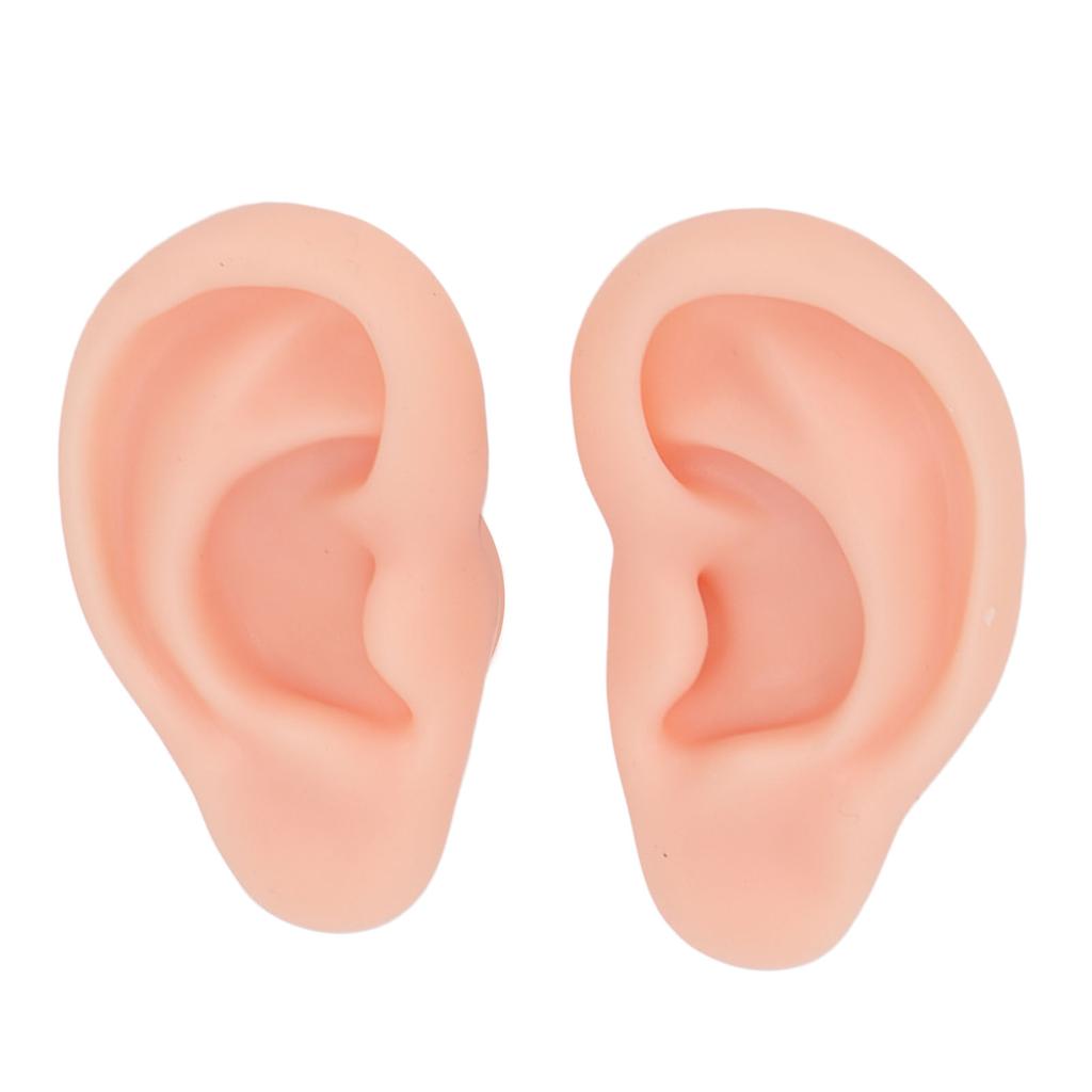 1 Pair Silicone Ear Model Soft Flexible Simulation Ear Model for Earrings Display Ear Piercing Exercise Light Skin Color