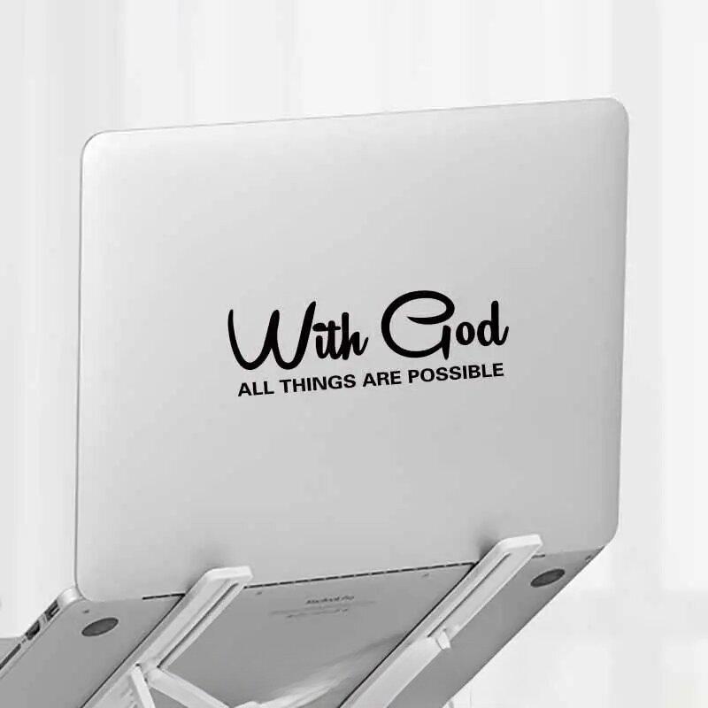 "WITH GOD ALL THINGS ARE POSSIBLE" Car Sticker, Car Styling Decal Classic Christian Automotive Racing Trucks Laptop Decoration