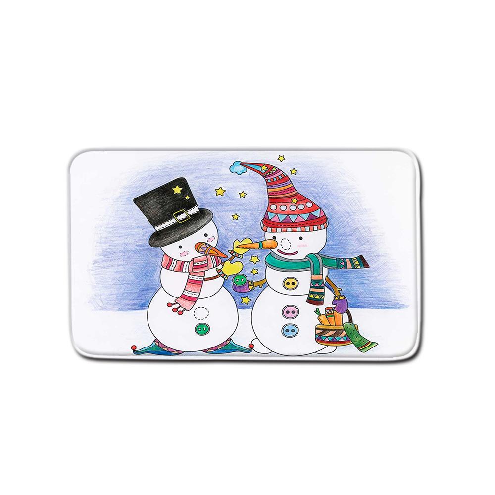 Christmas Shower Curtain Four-Piece Toilet Floor Mat Non-Slip Doormat Water Absorption And Dust-Proof Carpet