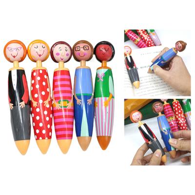 5 Stück 0,7 mm Kugelschreiber Schreibstift mit glattem Schreibgefühl Blaue Tinte Druckkugelschreiber Kreative Puppe Einziehbarer Kugelschreiber für die Schule