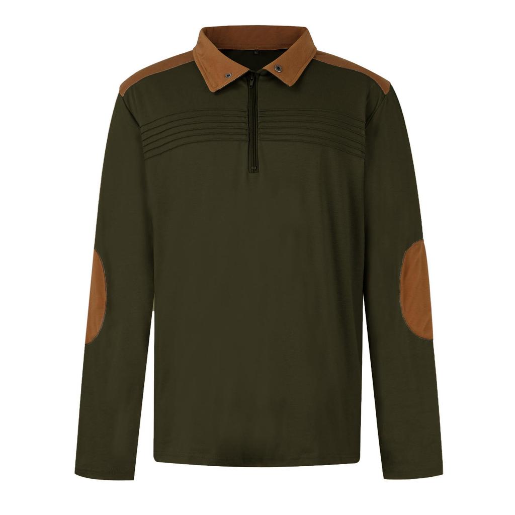 Sportsskjorte Fasjonabel stående hals for menn Ensfarget Uformell langermet topp