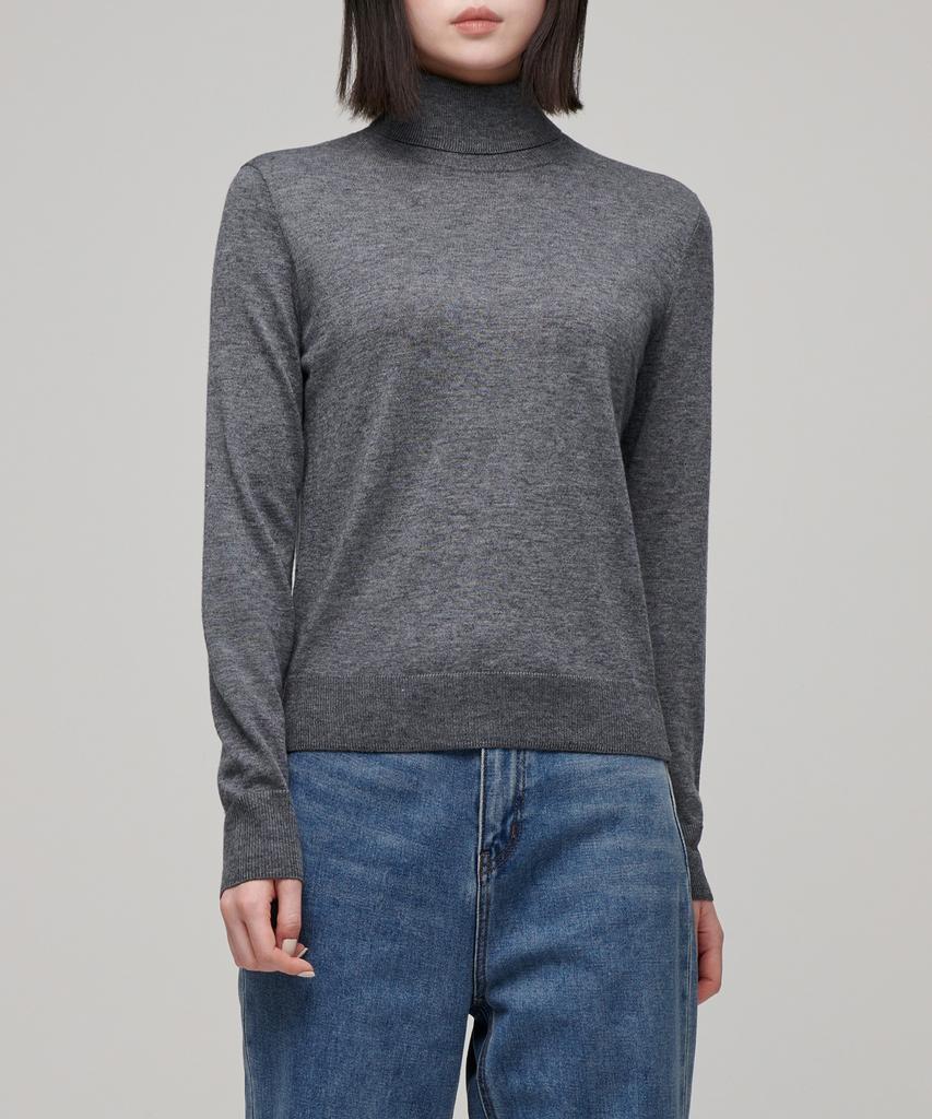MUSINSA STANDARD WOMAN Women'S Merino Wool Blend High-Gauge Turtleneck Knit [Medium Grey]