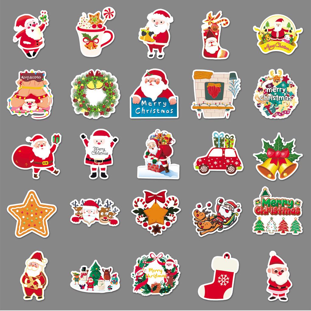 52 Christmas Personalized Festival Cartoon Children's Guka Notebook Decoration Water Cup Suitcase Graffiti Stickers