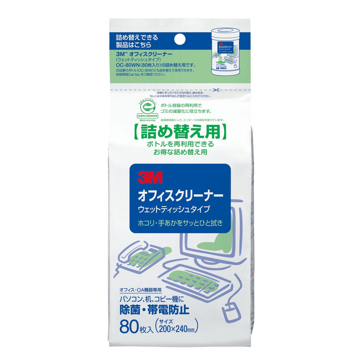 

3M Office Cleaner Wet Tissue Type Refill 80 Pieces OC-80WRN