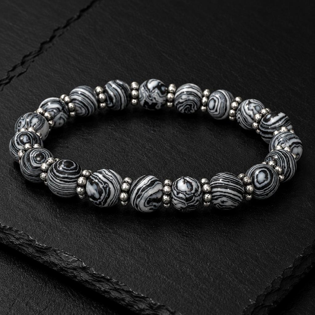 8mm Natural Black Malachite Gemstone Handmade Beads Jewelry Partywear Chakra Stretch Bracelet 7.5" For Love CSB-28