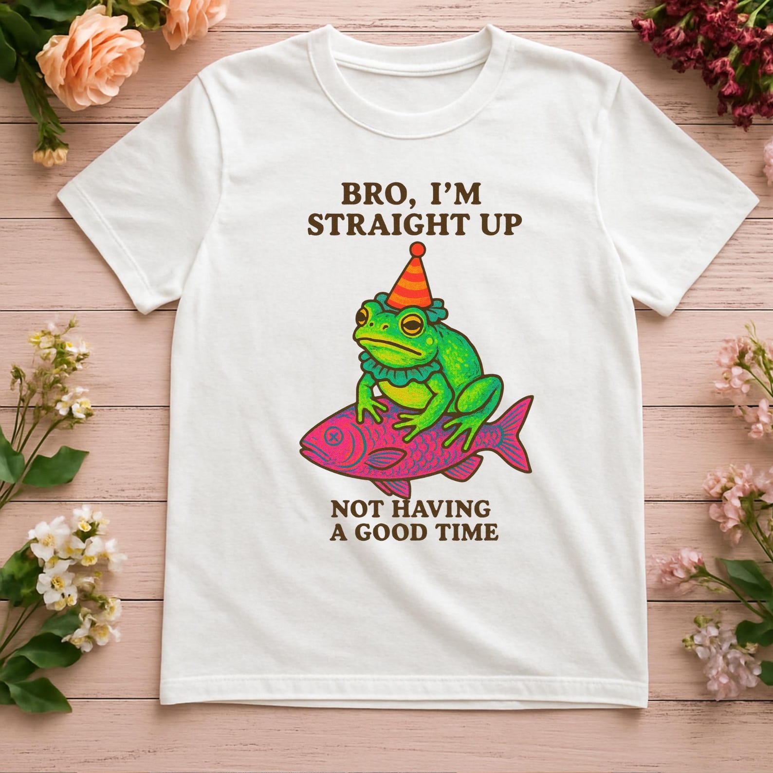 Funny Frog Graphic Tee, Ironic Retro Clowncore Shirt S