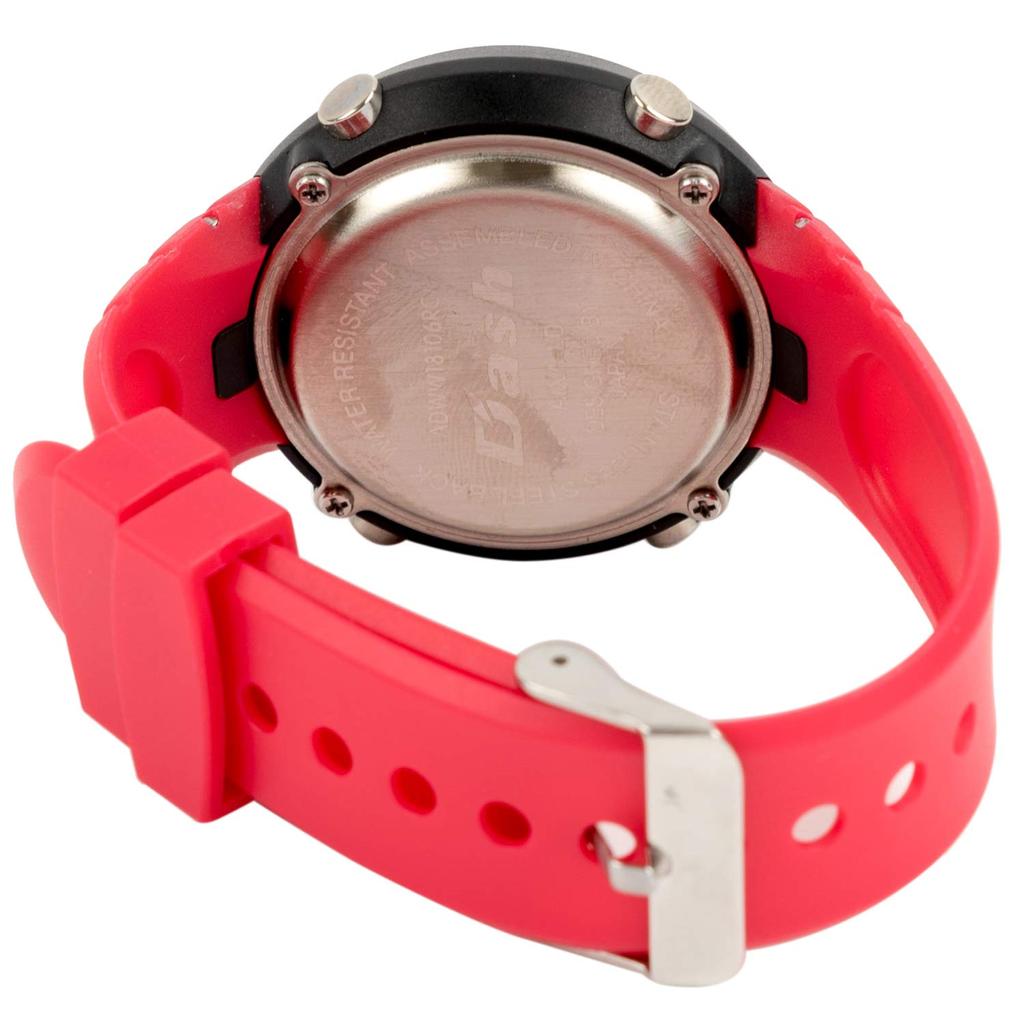 [Arias] ADWW18106RC-08 Montre Digitale à Cadran pour Homme Radiocommandée, Étanche, Multifonctionnelle, Rétroéclairée, LCD Inversé, Bracelet en Uréthane, Rouge