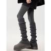 70Cm Thick Thread Vertical Knitting Knee Socks Cover, Warm And Thickened Stacking Stockings, Small Sweet Potato Popular Leg Guards And Leg Covers