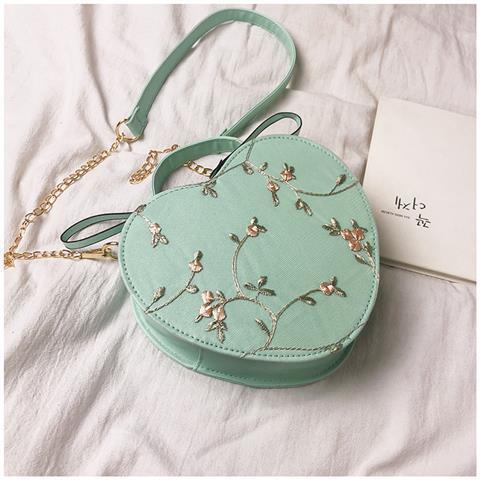 Женская модная кружевная свежая сумка в форме сердца через плечо One Size зелёный