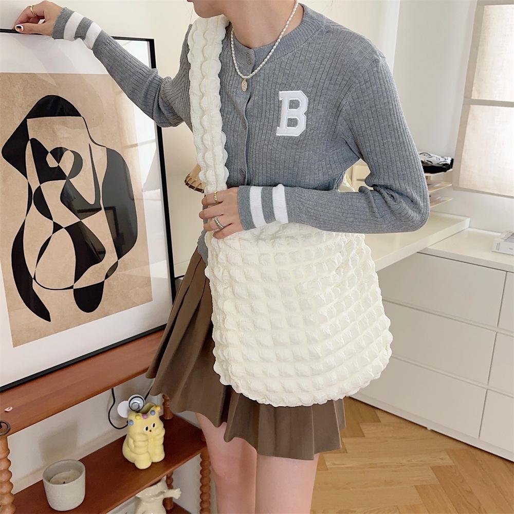 Bubble Pleated Large Capacity Crossbody Bag for Women - 2023 Canvas College Commuter Bag