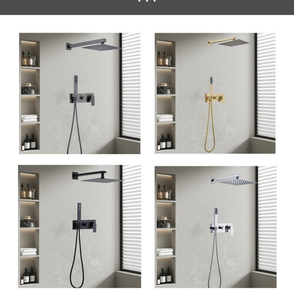 Brushed Gold Bathroom Shower Faucet Mixer Faucet Diverter With Water Outlet Holder Black Brass Rain Hand-Held Head Bathroom Set