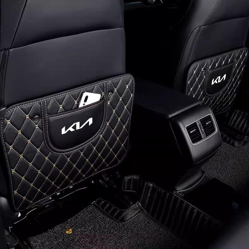 Leather Car Seat Anti-Kick Pad Auto Seat Back Protector Cover For KIA Carnival Niro EV9 K8 Forte Cerato Sportage Ray EV Tellurid Udrgf
