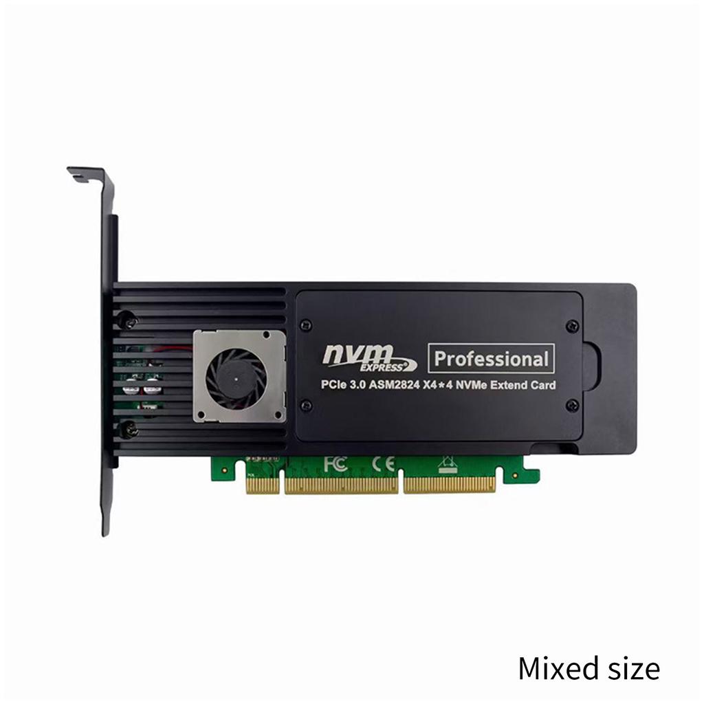 4 Ports ASM2824 PCI-E X16 Adapter Card 4-Channel NVME SSD Conversion Card Industrial Server Storage Expansion Card