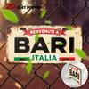 D Plat pc Vintage Bari Italie Panneau d'Art Mural en Métal x Plaque Décorative Rustique en Aluminium avec Drapeau Italien et Texte de Bari