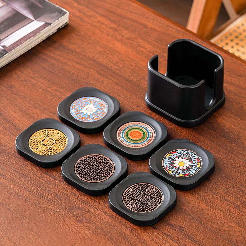 New 6Pcs PVC Coasters Dining Table Protector Pad Heat Resistant Cup Mat Coffee Tea Hot Drink Mug Placemat Kitchen Accessories
