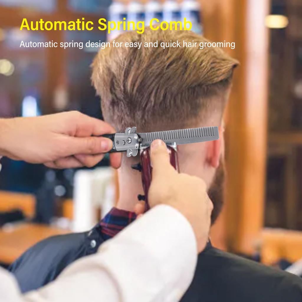 Klappkamm Edelstahl Automatischer Federkamm Faltbarer Taschenkamm Herren Öl Haarstyling-Bürste
