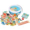 Fishing Toys Children'S Magnetic Fish Wooden Toddler Barreled Marine Animal Cognitive Interactive Toys, Fishing Games