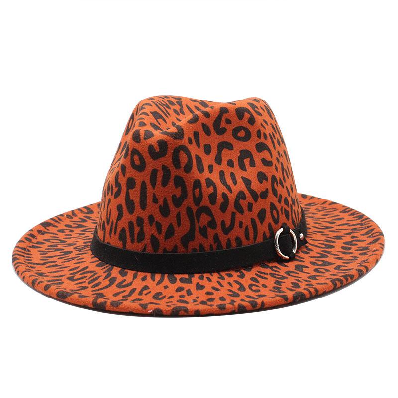 Hat British Men'S And Women'S Woolen Feather Hat Leopard Print Retro Jazz Top Hat