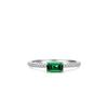 S925 Sterling Silver Emerald & Diamond Ring for Women - Simple, High-End Square Design