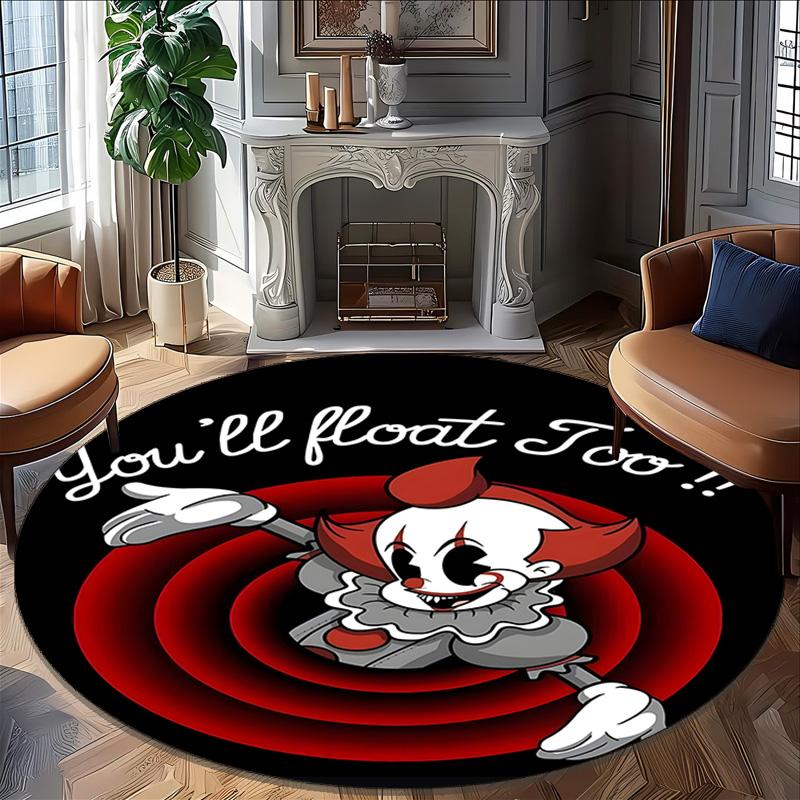 1pc Pennywise1 Print Round Carpet Chair Round Carpet Suitable for Bedroom Living Room Home Decorative Carpet