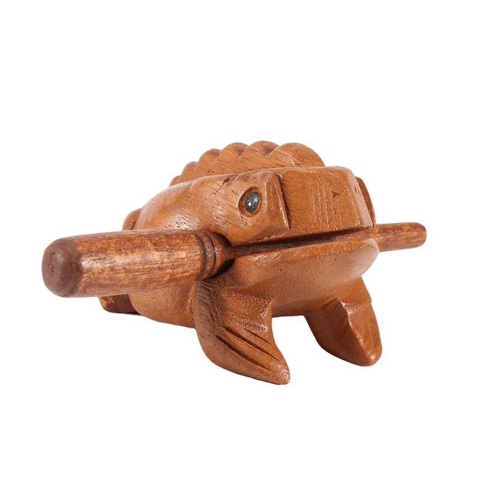 Yeliow Wooden Lucky Frog Wooden Frog Sound Making Ornament Desktop Ornament
