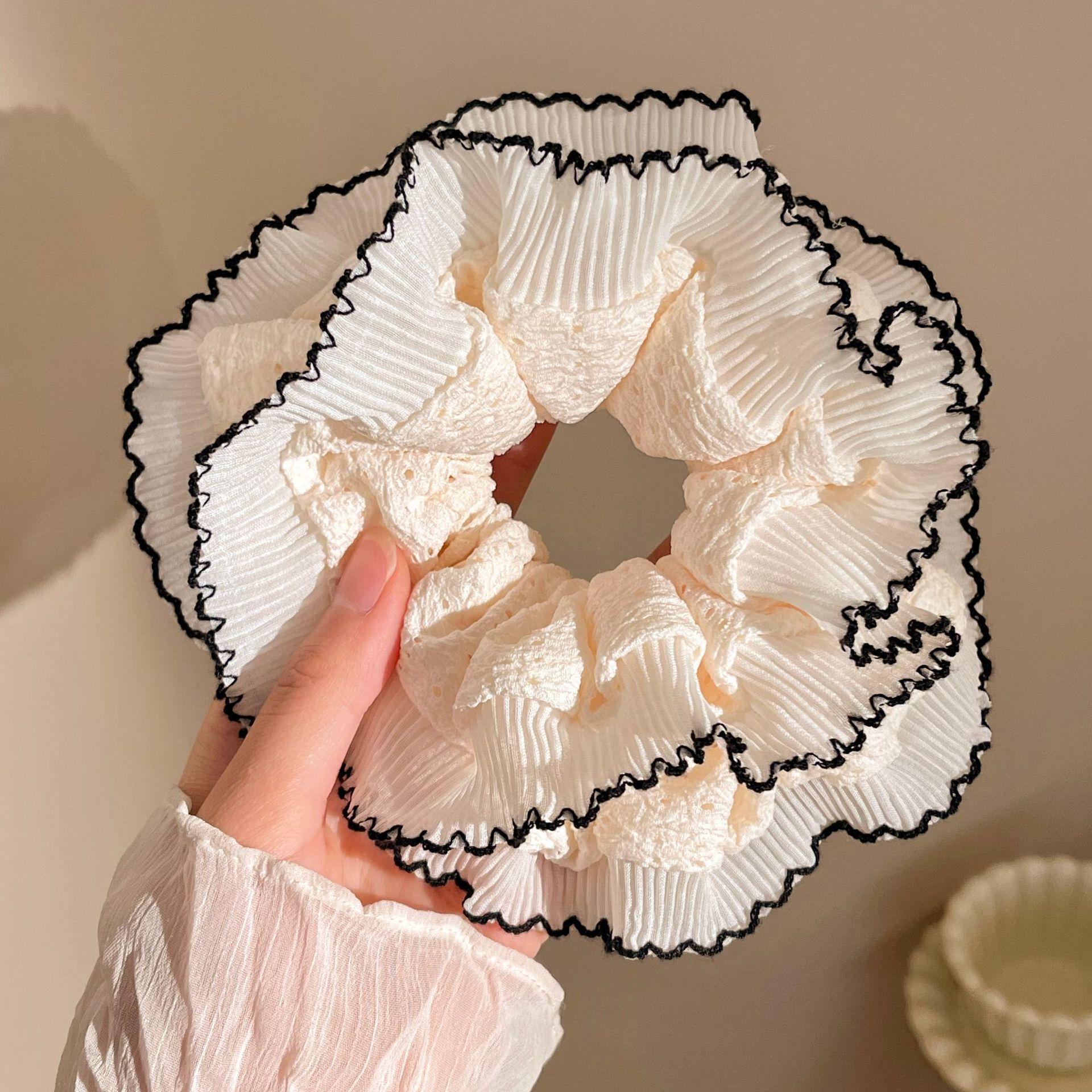 Korean Lace Bun Flower Hair Tie - High-End Sweet Double Layer Elastic Band for Women
