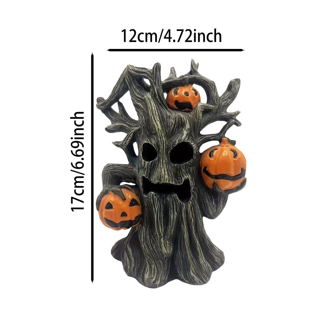 Halloween Decorations Pumpkin Tree Resin Statue Spooky Figurine Desktop Ornament Haunted House Props Halloween Party Supplies