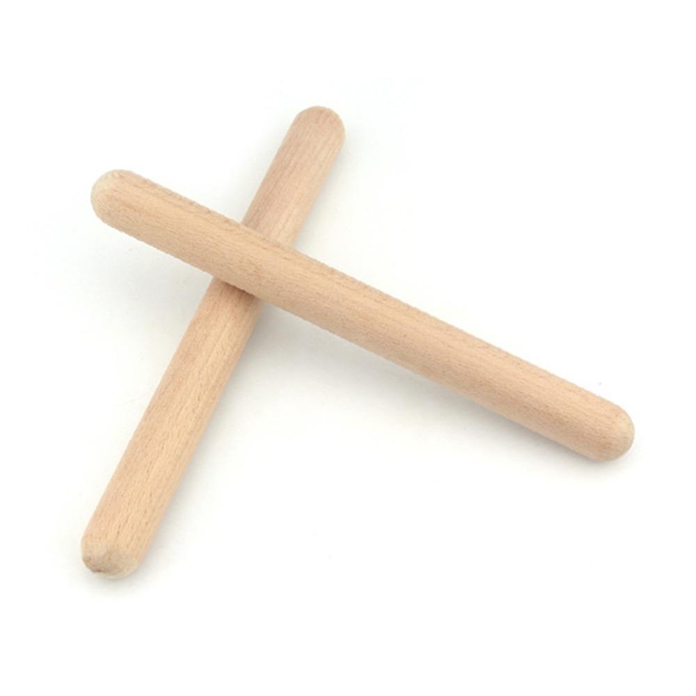 2PCS Solid Wood Rhythm Sticks Wood Color Musical Sticks Durable Wood Claves Party Activity
