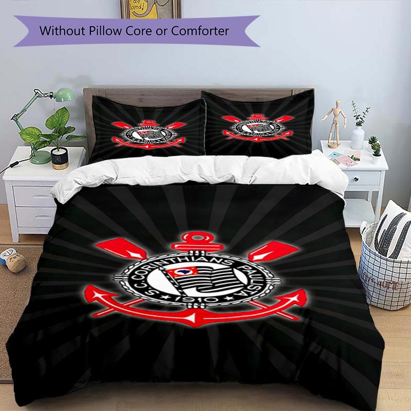 Sport Club Football Crest Printed Pattern Duvet Cover Set – includes 1 duvet cover and 2 matching pillowcases Bedroom decor Christmas gifts