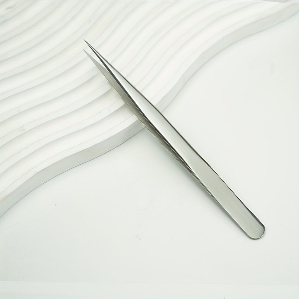Stainless Steel High-Precision Grafting Eyelash Tweezers with Golden Feathers - Professional Makeup Tool for Synthetic Hair