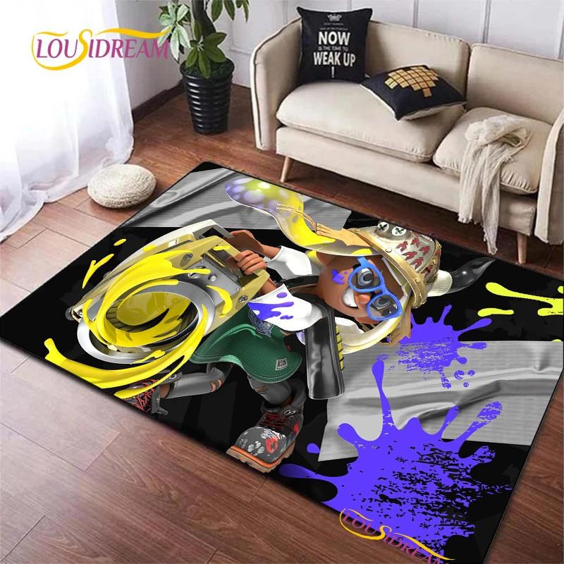 Tappeto Cartone Animato Gioco Splatoon per Soggiorno Camera da Letto Decorazione Tappeti da Area Cucina Tappetino Antiscivolo Alfombra Regalo di Compleanno Tappetino Poster