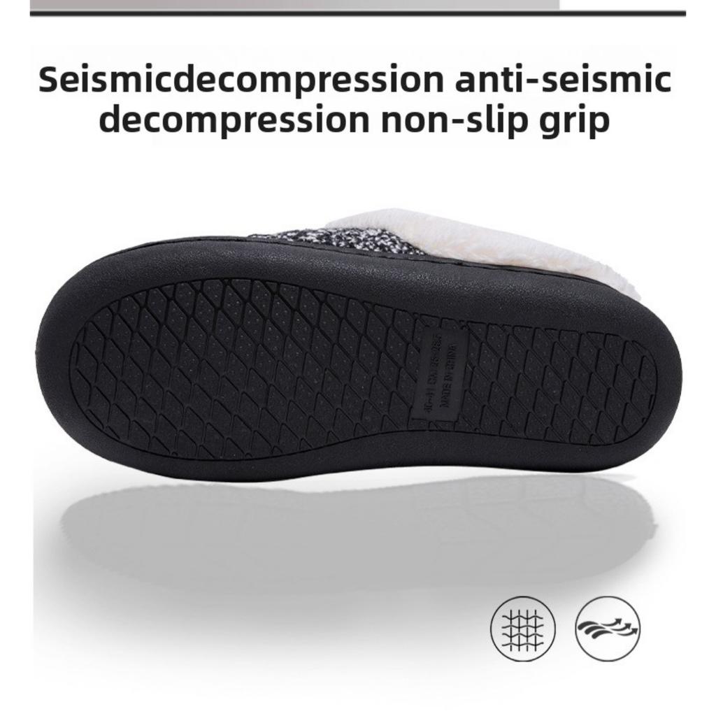 Dark Colored Fur Slippers for Women, Autumn and Winter Indoor Cotton Slippers for Home Warmth, Thick Soled Slippers for Men