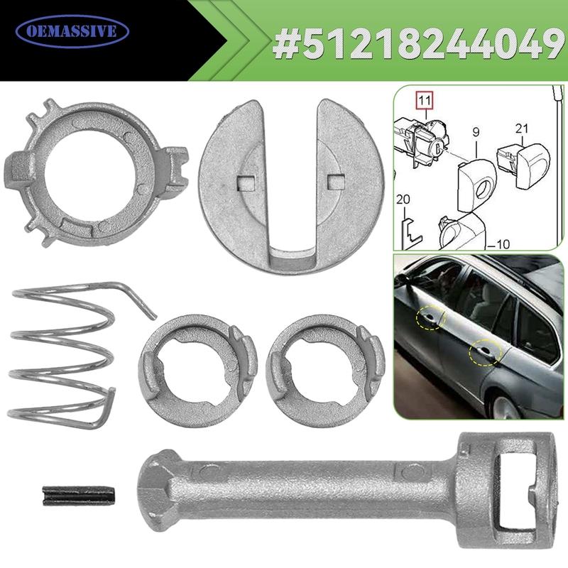 For BMW E46 323i 325i 328i 330i M3 1998-2006 Front Door Lock Repair Kit L/R Barrel Cylinder Hardware Set 51217019975 51218244049