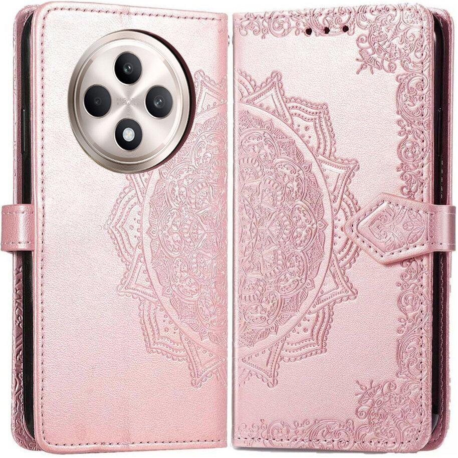 Flip Case for Oppo Reno 12FS / 12F, Mandala, Rose Gold