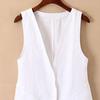 Women Vest Sleeveless Single-breasted Short Type Western Style Vintage Cardigan Pure Color Deep V-Neckline Everyday Daily Wear Lady Wa
