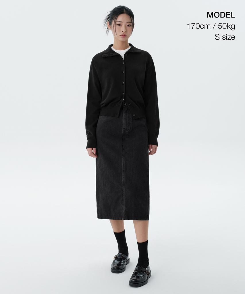MUSINSA STANDARD WOMAN Women'S Denim Midi Skirt [Washed Black]