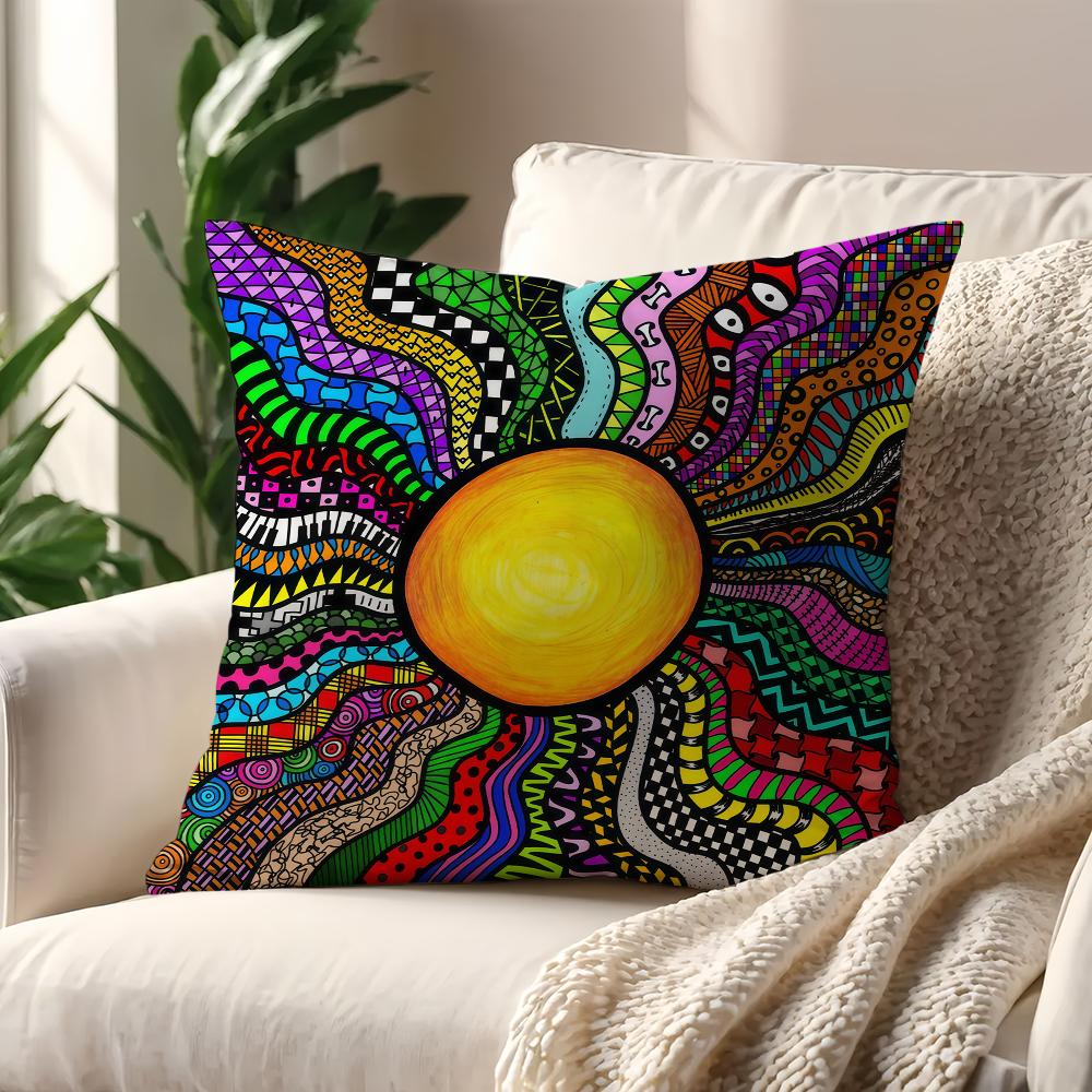 Art Psychedelic Geometrical Figures Cushion Cover For Pillow Printing Sofa Decoration Home Car Room Office Nordic Simplicity